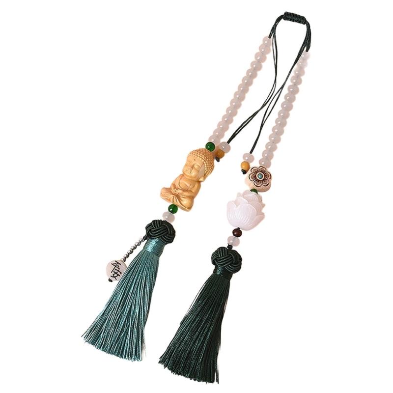 Buddhas Pendant Car Hanging Ornament with Lanyard Good Luck Rear View Mirrors Hanging Ornament