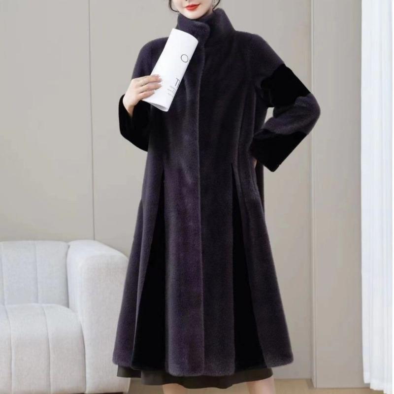 Imitation mink coat women's clothing plus size fashion imitation fur winter thickened imitation mink long stand-up coat
