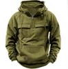 Autumn Winter Hoodies Men Half-zip Patchwork Warm Sweatshirts Multi Pockets Male Casual Pullover Outdoor Hoodie