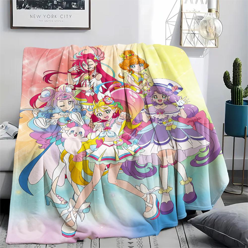 Pretty Cure Main Characters pattern Flannel Blanket, High quality Comfortable for All Seasons, Home Decor, Warmth and Comfort, Perfect for Gifts. 80cm x 120cm