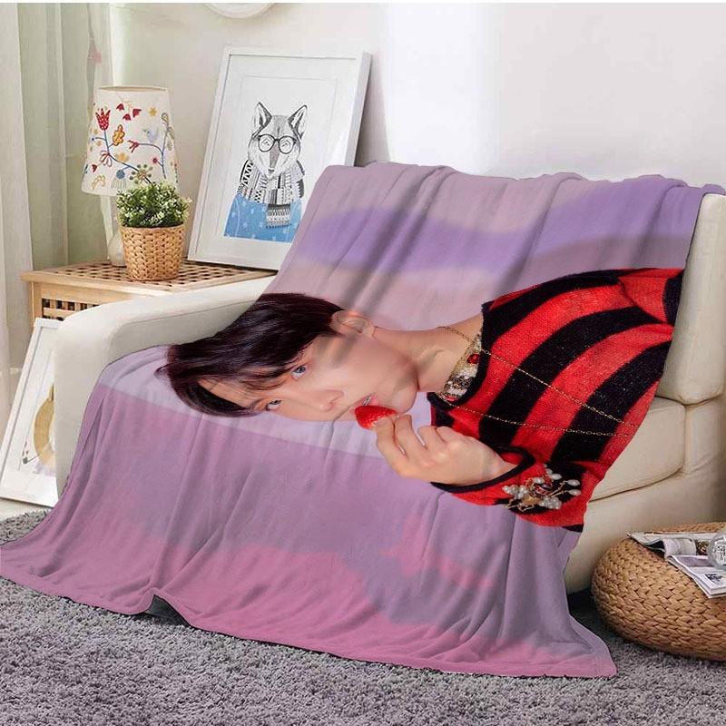 

Print Bts Character Coral Fleece Sofa Air Conditioning Blanket Sofa Decoration J HOPE,100X75cm
