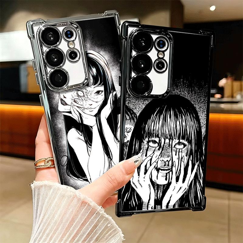 Japanese Horror Anime Plating Phone Case For Samsung Galaxy S24 S25 FE S26 Edge S23 Ultra S22 S21 Plus S20 Anti-Fall Airabag Cov