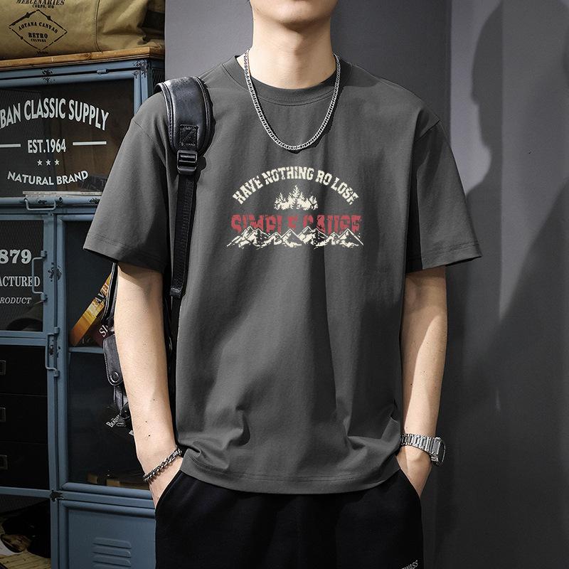 

Ретро футболка с коротким рукавом для мужской летней моды, брендовая футболка из чистого хлопка с модным узором 3XL