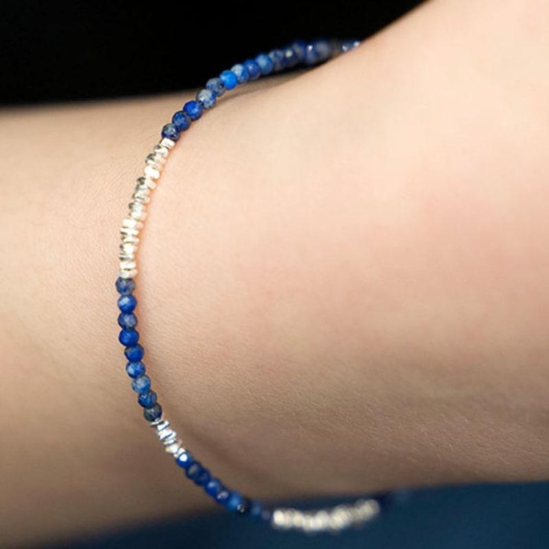 HARANG HR 387B_Lapis Lazuli Silver Beads Bracelet
