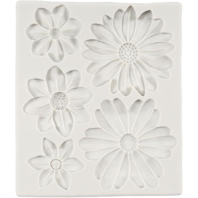 Flower Blossoms Silicone Mold Daisy Chrysanthemum Flower Fondant Mold for Cake Decoration Chocolate Cupcake Topper Candy Sugar Craft Polymer Clay Gum