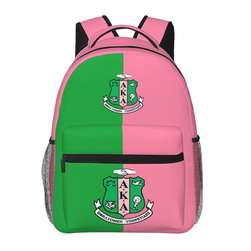 

Pink & Green AKA Sorority 1908 Backpacks for Women Girls Travel Shoulder Bag School Laptop Bookbag Women Durable Casual Daypack