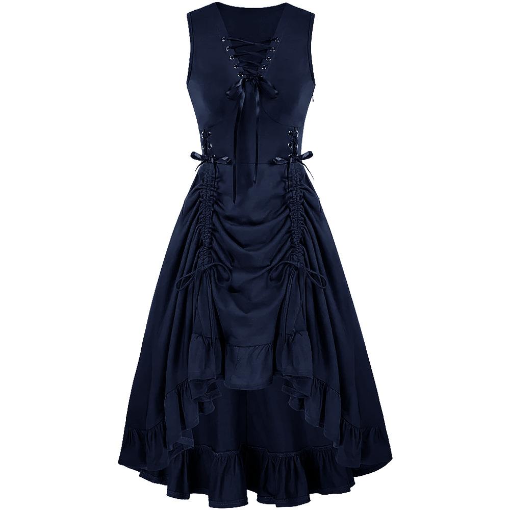 Amazon foreign trade women's dress punk lolita European and American retro style dark strap dress goth dress