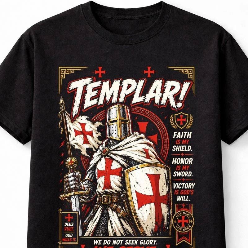 Templar Knight Crusader Medieval Armor Cross Graphic Unisex TShirt S