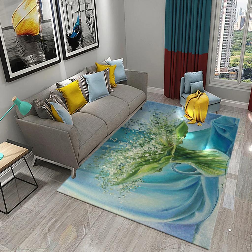 Colorful Oil Painting Flower Carpet Bathroom Kitchen Anti-Slip Carpet Door Mat Doormat Outdoor Living Room Bedroom Floor Mat Rug