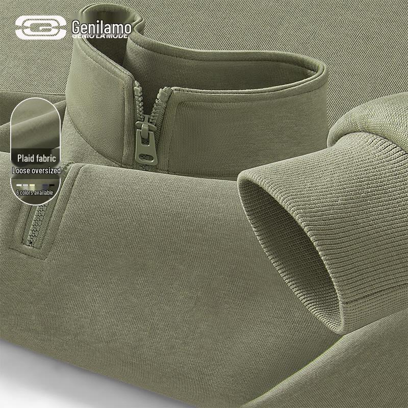 GENIOLAMODE Men s Stand Collar Half-Zip Heavyweight Sweatshirt 3XL