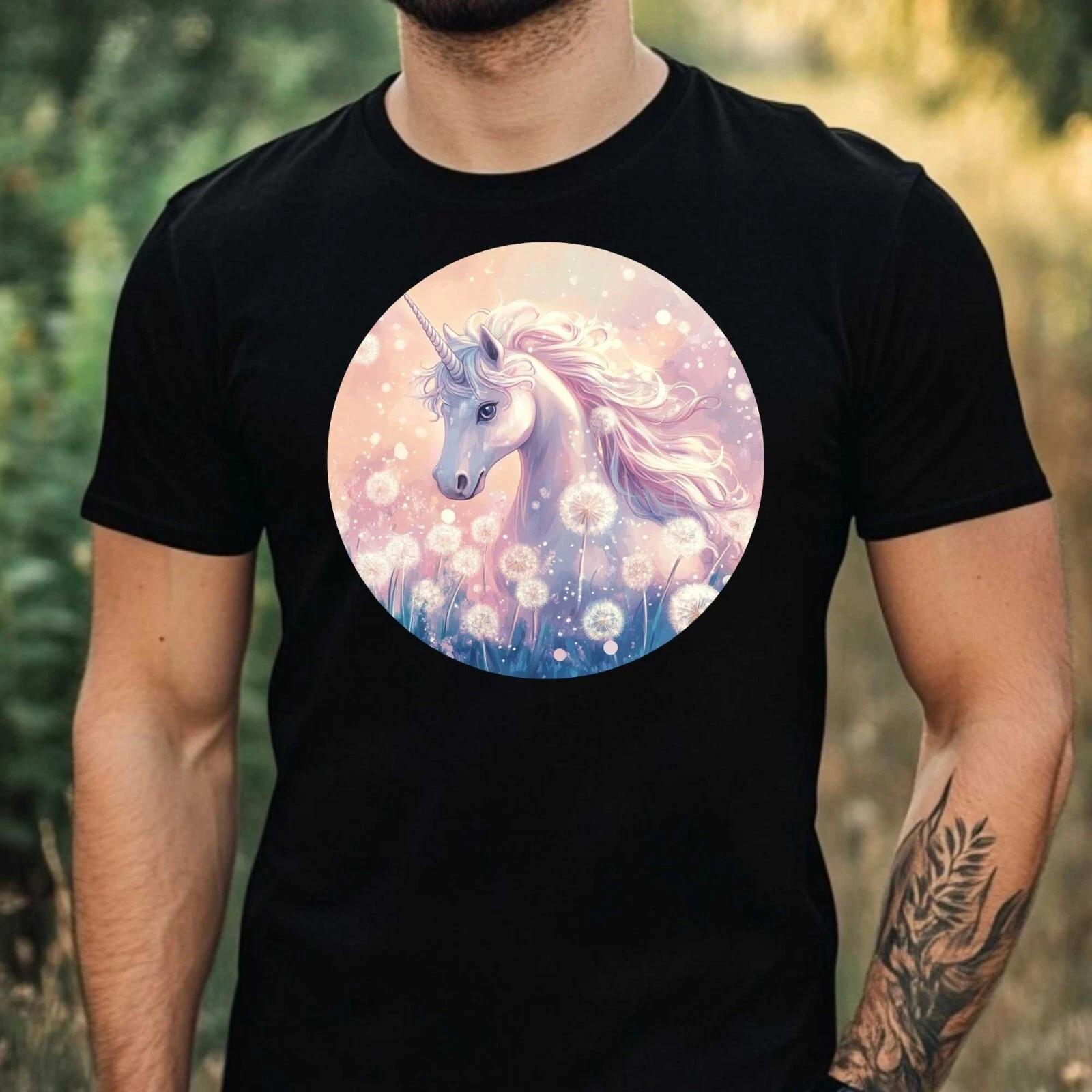 T-Shirt Herren Einhorn mit Löwenzahn Motiv Baumwolle Größe XS bis 5XL XXXXL