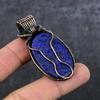 Lapis Lazuli Gemstone Copper Wire Wrap Jewelry Pendant 2.29" D7s43