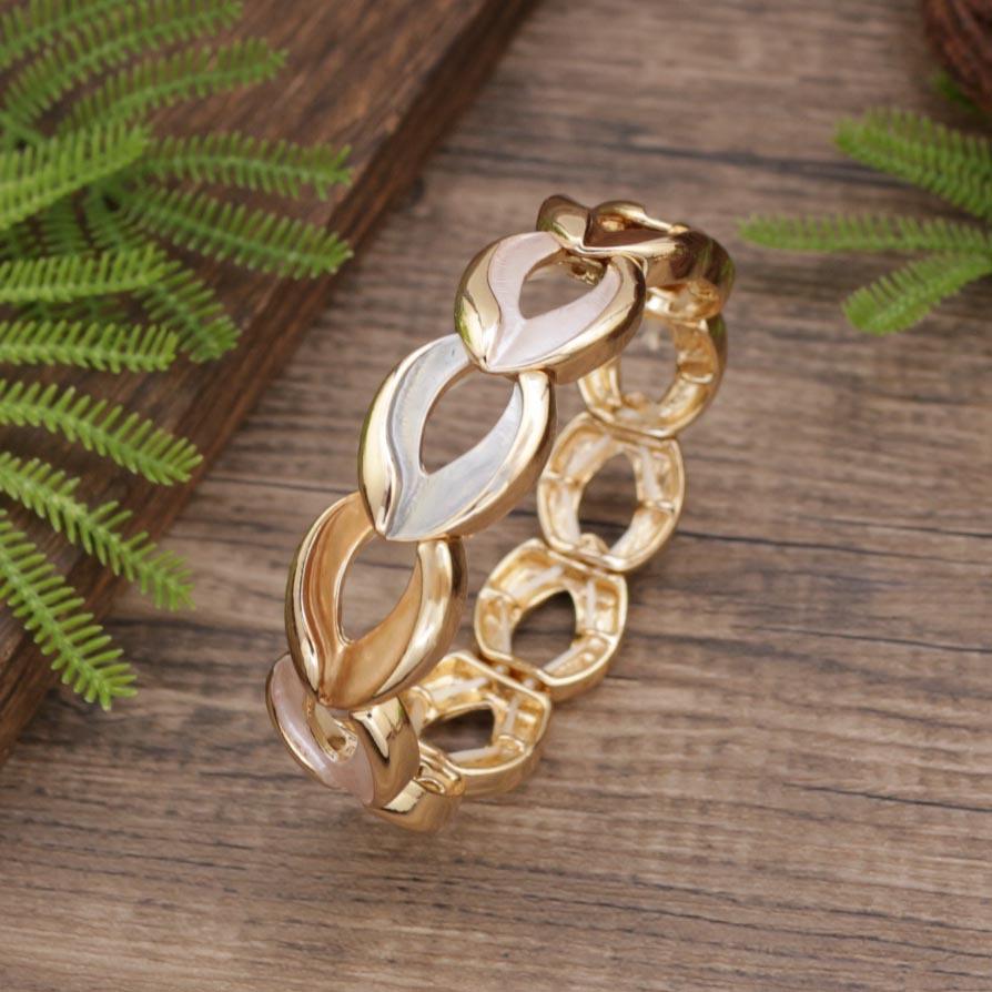 New enamel color hollow water drop elastic bracelet, women's simple and advanced water drop-shaped alloy bracelet