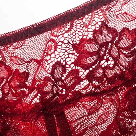 Women Briefs Lace Open Crotch Plus Size Pure Color Sweet G-string