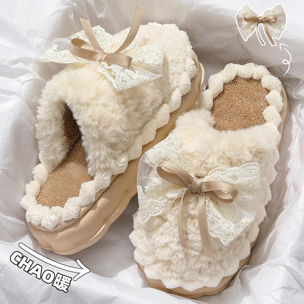 Cotton slippers women's autumn and winter new indoor home non-slip thick bottom plush warm fluffy slippers women