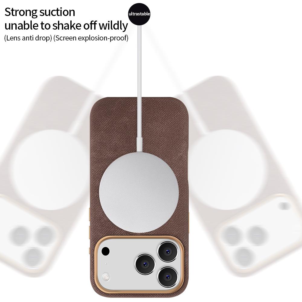 Magsafe Original For iPhone 17Pro Max Magnetic Cowboy Texture Leather Wireless Charging Phone Techwoven Case for iPhone 17Air 16 14 13 Pro Max 15 Plus