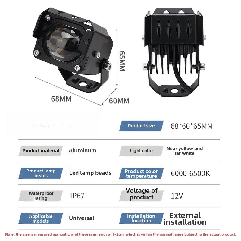 LED Headlight 20W for Car Motorcycle Off Road with IP67 Waterproofing and Dual Yellow White Light Output Wide Voltage 10 60V