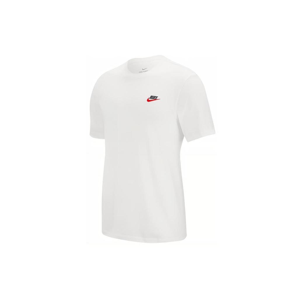 Nike Embroidered Logo Solid Color Crew Neck Short Sleeve T-Shirt Men tops White AR4999-100