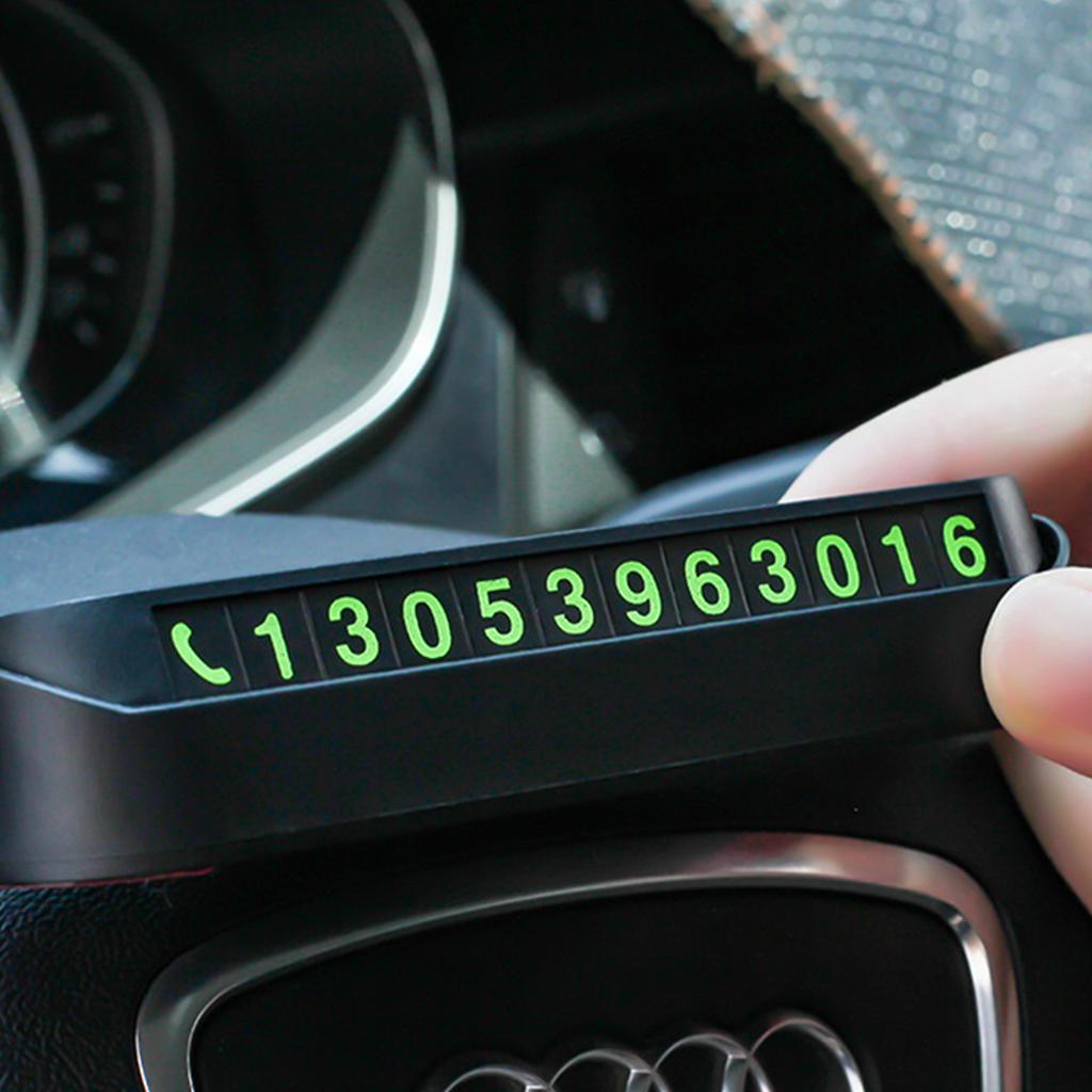 Glowing ABS Car Parking Number Plate with Phone Number for Temporary Parking Contact and Car Interior Decoration