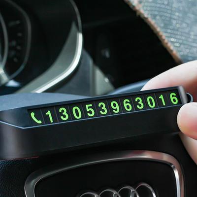 Glowing ABS Car Parking Number Plate with Phone Number for Temporary Parking Contact and Car Interior Decoration