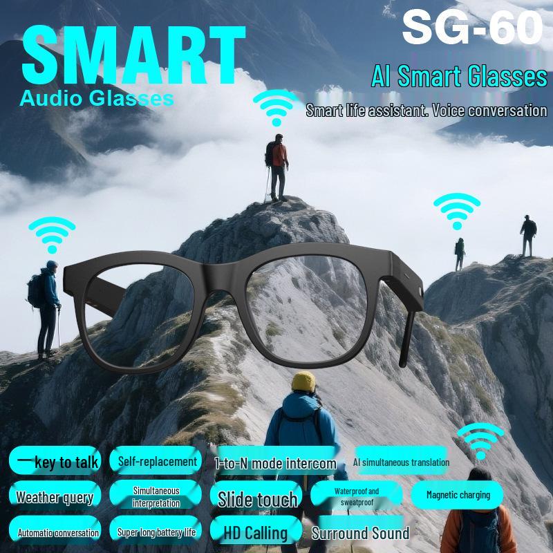 SG60 Smart Translation Bluetooth Glasses: Sun Protection, High Elasticity, Clear Sound, Smart Call Lens