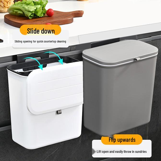 Large Wall-Mounted Plastic Trash Can with Lid for Kitchen, Bathroom, or Office