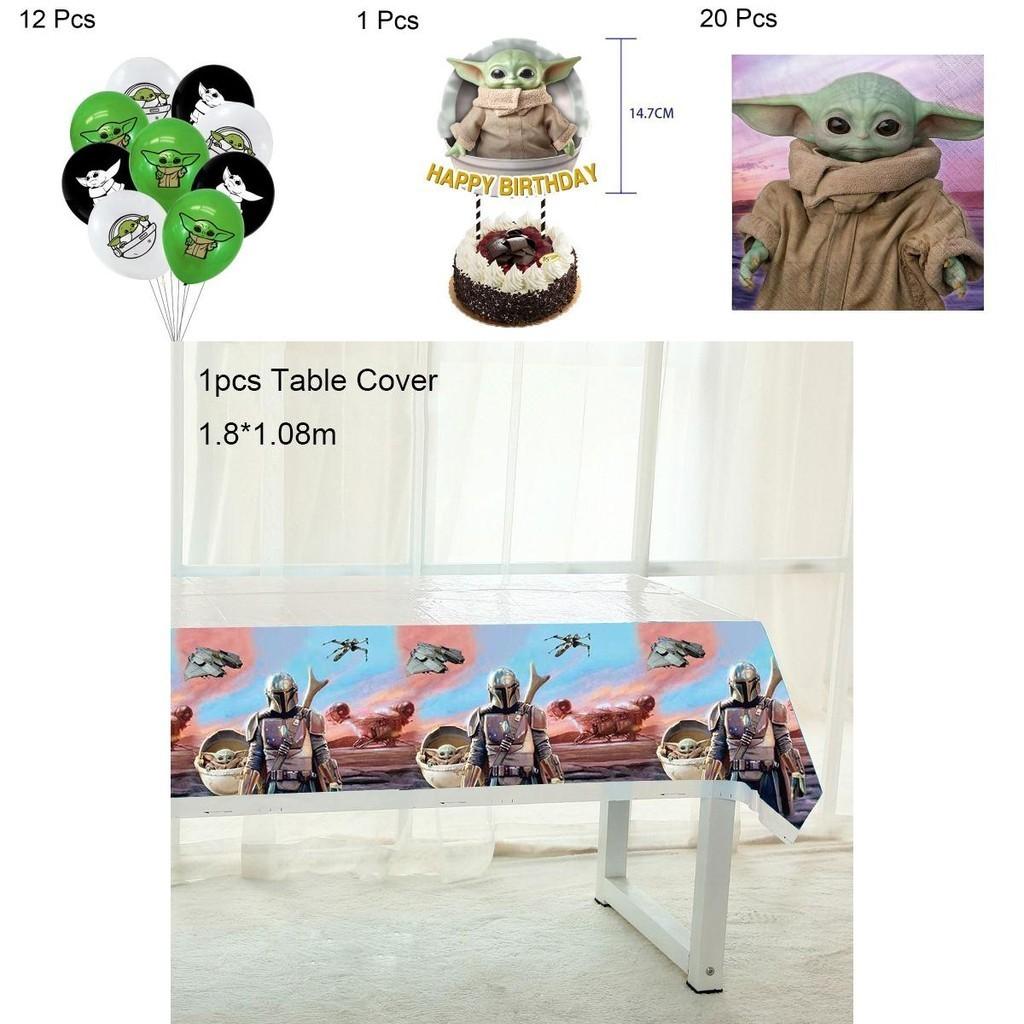 Baby Yoda Birthday Party Supplies Including Banners Plates Balloons And Cake Topper**