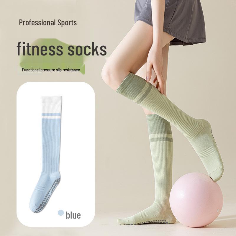 Calf Color Block Compression Socks: Non-Slip Yoga, Pilates, Cycling, Dance, and Fitness Thigh-Highs.