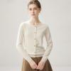 Elegant 100% Cashmere Round Neck Long Sleeve Outerwear