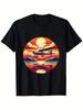 C-172 Skyhawk Classic C172 Aircraft Retro Sunset Pilot Tee Shirt. Unisex Design for 2025 Summer Shor