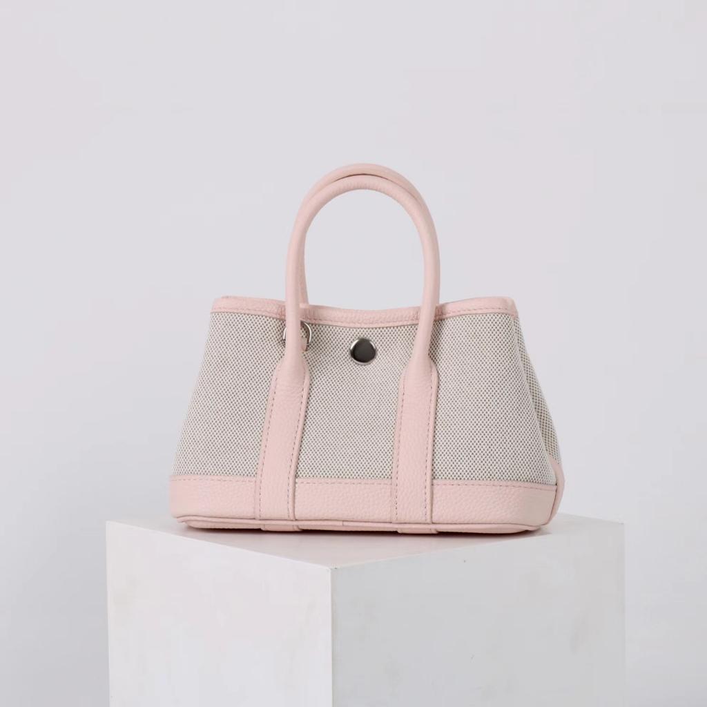 Borsa da giardino portatile in tela di vacchetta a contrasto di colore, alla moda, nuova, strato interno, sensazione premium, stile straniero, borsa a tracolla, casual, diagonale