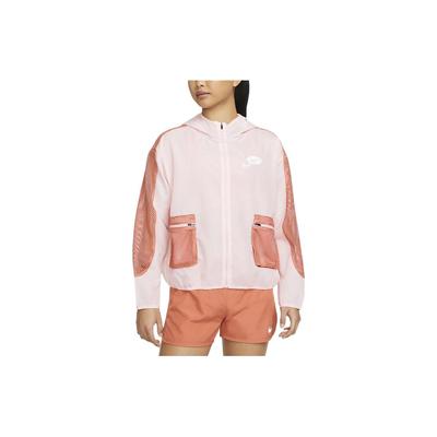 Color Block Spliced Hooded Running Jacket Women Jacket Light-Pink DM7758-610