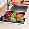 Retractable Stainless Steel Kitchen Sink Shelf Dish Rack Adjustable Sink Rack Kitchen Dish Holder Dish Drainer Fruits Vegetable Draining Rack