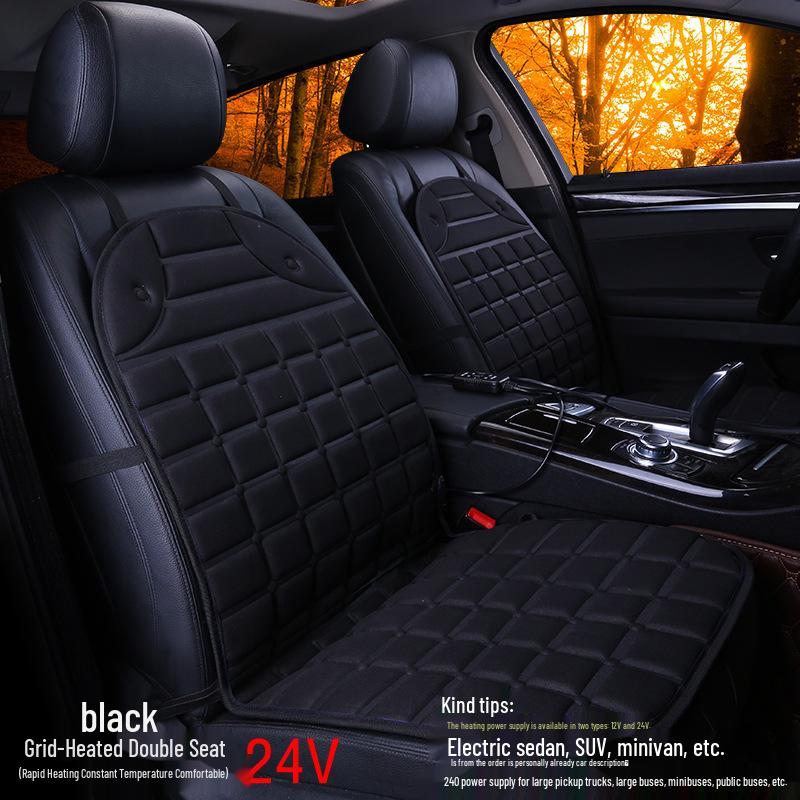 Plaid Heated Car Seat Cushion for All Seasons - Single Seat Interior Accessory.