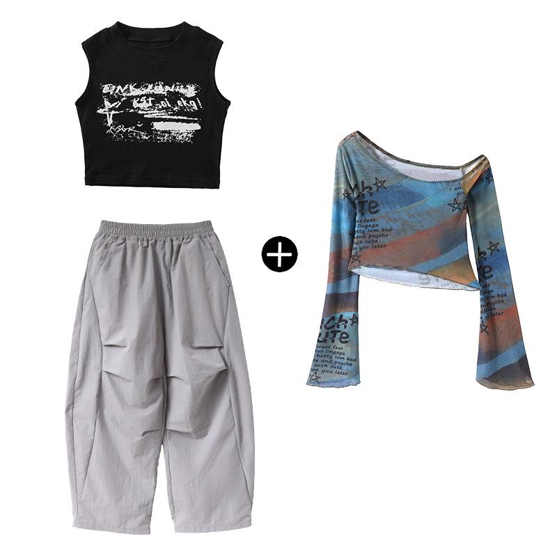 Trendig Street Dance Hip Hop Hoodie-set för Barn – Coolt Uppträdande-outfit för Pojkar & Flickor