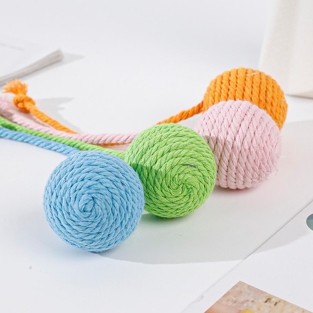 Pet bavlněné lano hračka Caron bavlněné lano ocas míč smíšená barva hračka pro kočky, hračka na obrušování zubů pro kočky