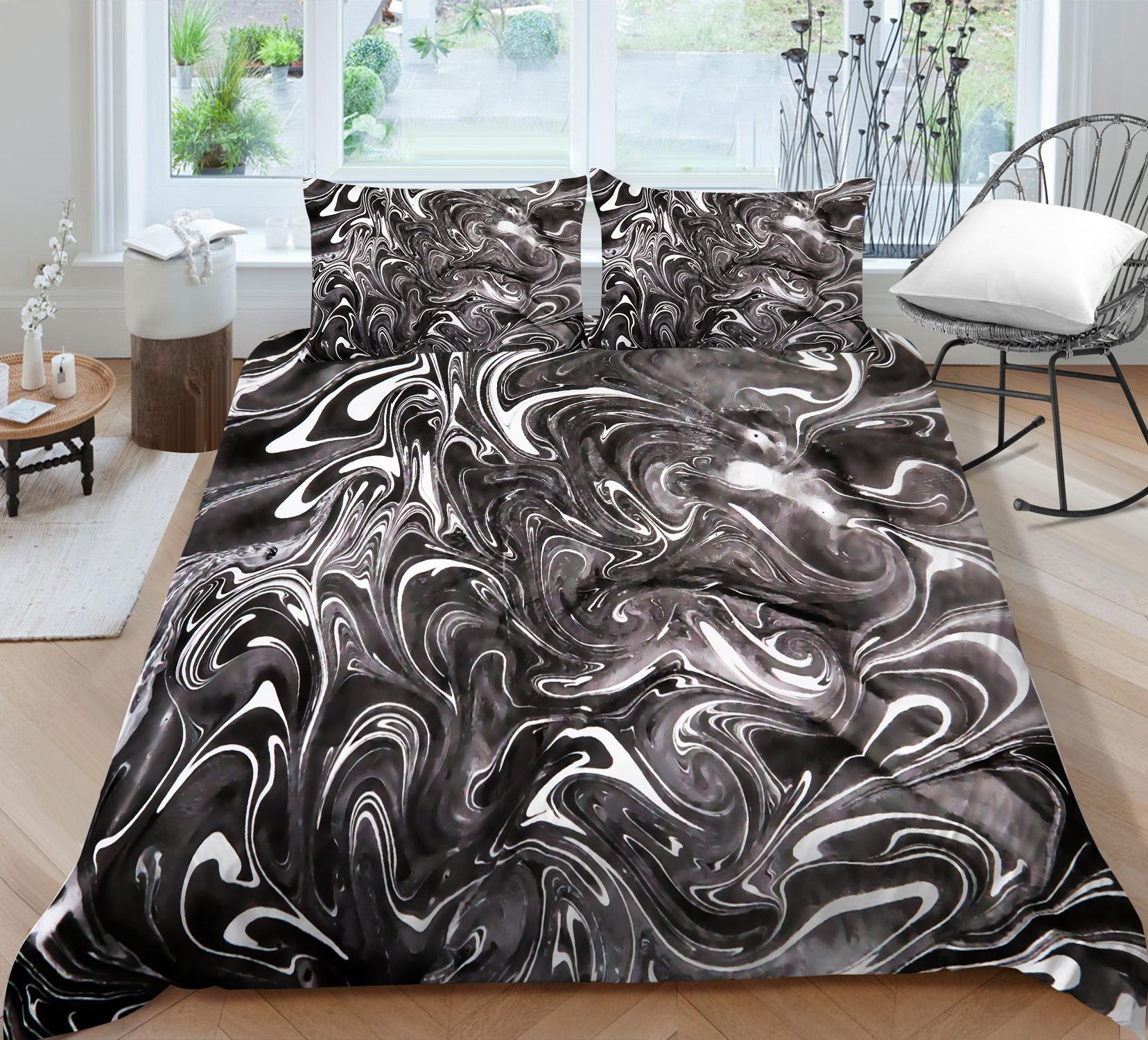 

Marble Series 3D Digital Printing Quilt Cover Pillowcase Two Or Three-Piece Set Polyester Source Factory EU single 135*200