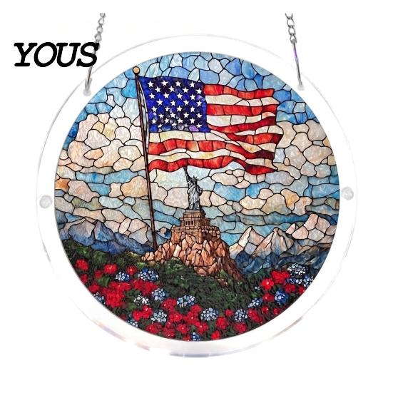 Glass Wind Chime Effect Acrylic Puzzle Suncatcher, Bee Yellow Flower Sun Catchers for Window Hanging, 7.48 Inch DIY Collectible Piece Craft