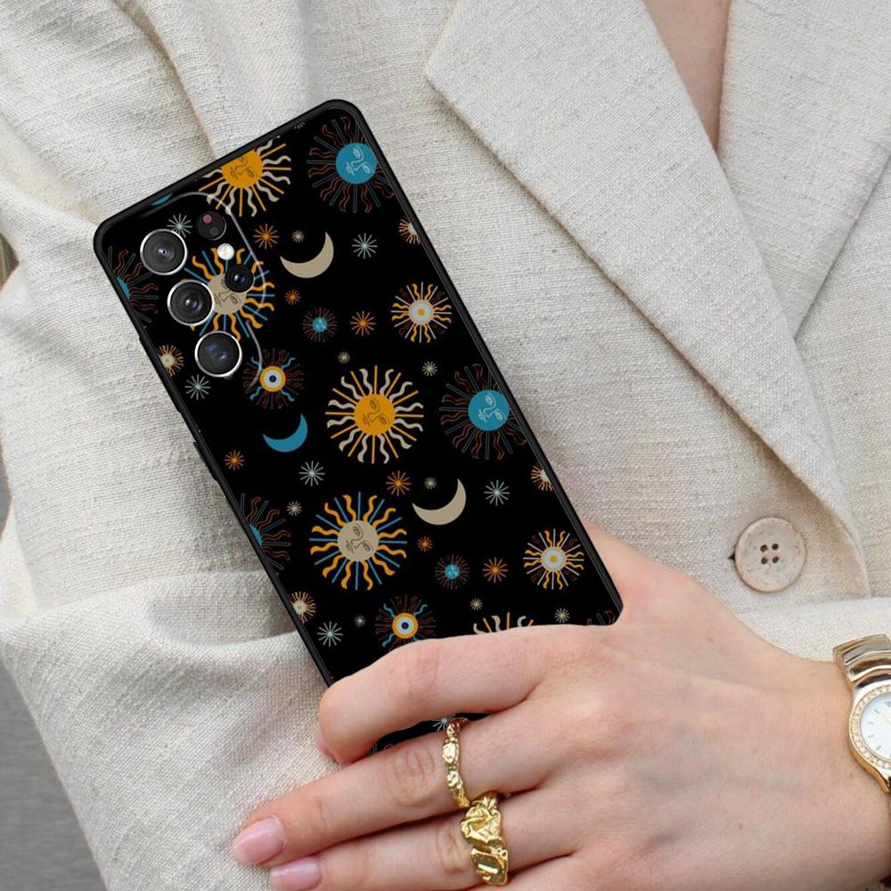Sun Moon Face Cell Phone Case for Samsung Galaxy S26 Ultra S25 S24 S23 S22 S21 S20 Note10 Cover