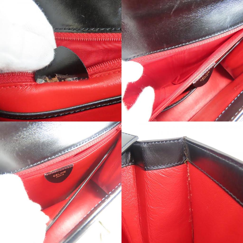 Used CELINE Handbag Gancini leather black Chain