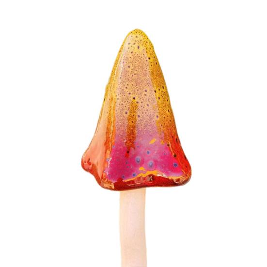Planter Insert Ceramic Mushroom Colorful Glazed Mushroom Decoration Hand-Painted Toadstools Sculptures