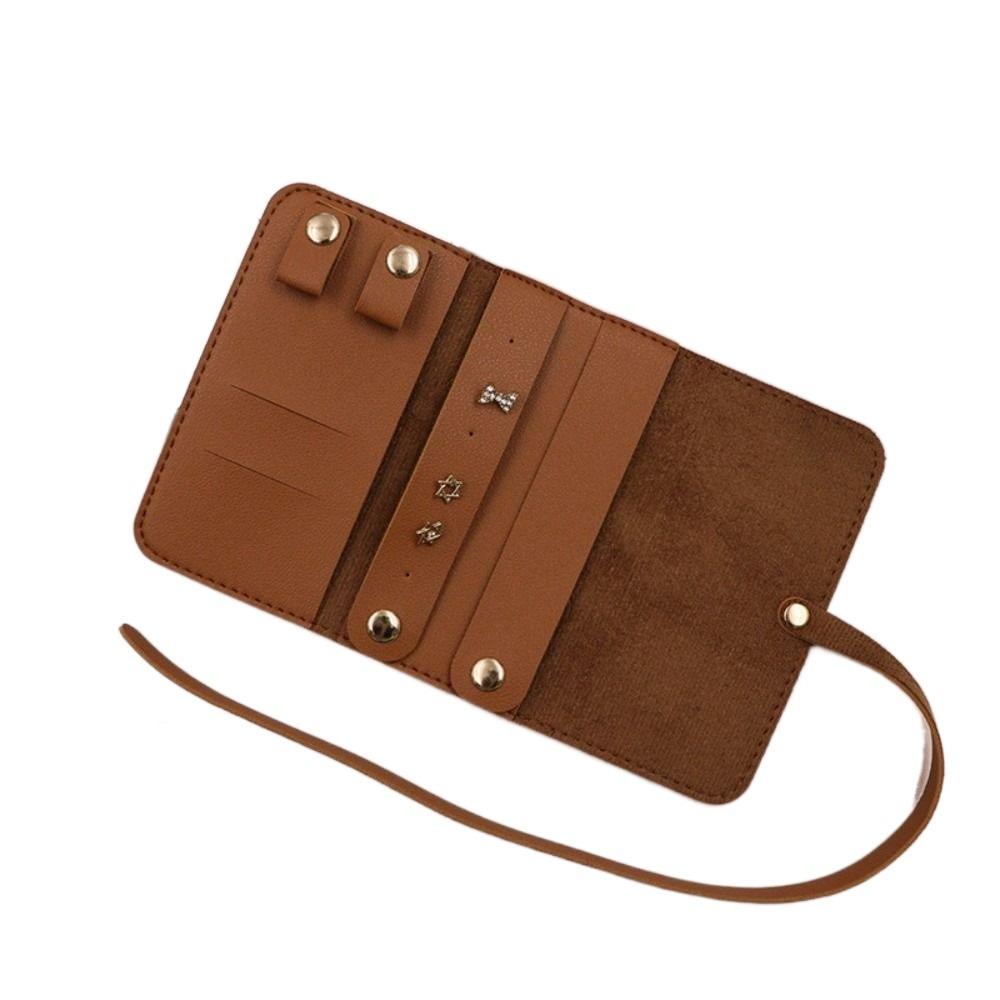 

Lightweight Jewelry Organizer Roll Portable Jewelry Case Bag Dust-proof Jewellery Roll Women коричневый