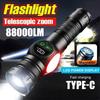 LED Flashlight 5 Lighting Modes COB Red Side Light with Magnet USB Rechargeable Torch Light Built In Battery for Hiking