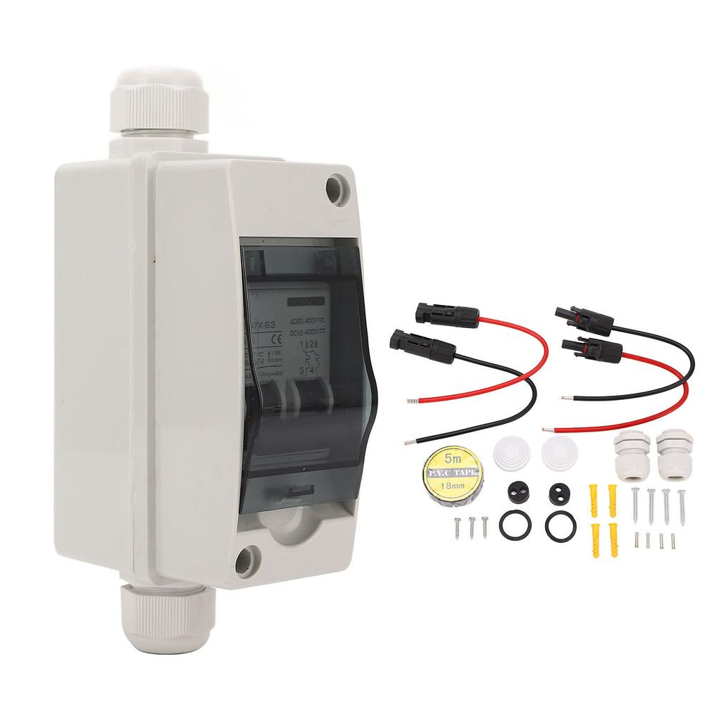 Dual Power RV Circuit Breaker with DIN Rail Enclosure Solar Panel Disconnect Switch 12‑400VDC 90‑400