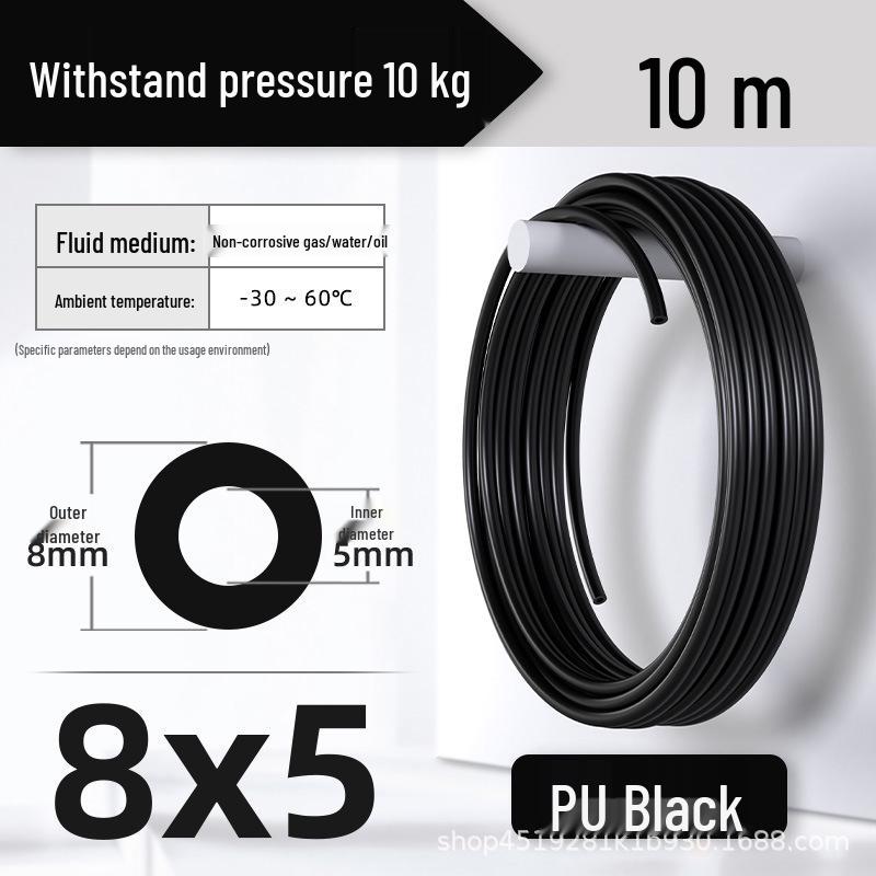 Zhuo Ji 8mm High-Pressure Transparent PU Air Hose for Air Compressors (Sizes: 4/6/10/12/14/16)