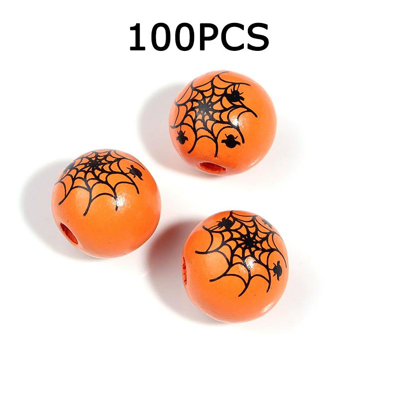 

WTEMPO 3D Spider Web Pattern Design Beads Black & White Textured Beads Halloween Party Favors Gothic Style Beads Beaded Handicrafts Making Supplies 100pcs оранжевый