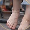 Multilayer Mesh Tassel Toe Anklet Beads Foot Jewelry Elegant Court Style Anklet Bracelet  Girls