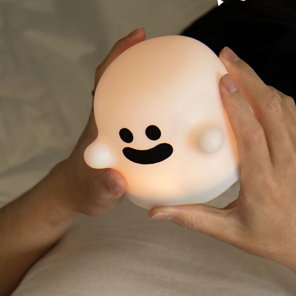 USB Rechargeable LED Night Light Silicone Atmosphere Table Lamp Ghost Cute Bedside Lamp  Halloween