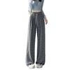 2025 Women's Black Stripe High Waist Wide Leg Pants - Spring/Autumn, Slimming & Casual