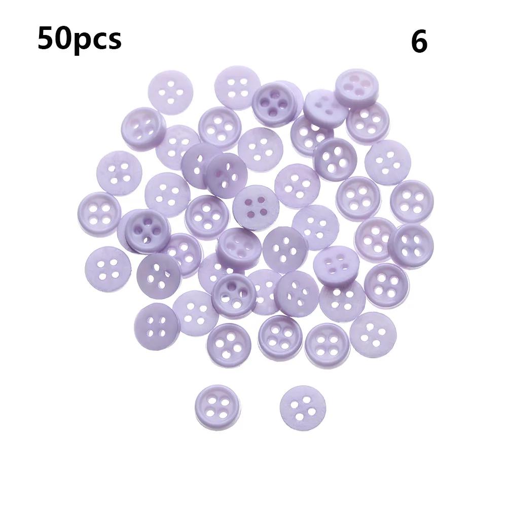 50pcs 4 Holes Mini Buttons for Doll Clothes Round Candy Color Plastic Buckles DIY Doll Bag Sewing Handmade Doll Accessorie